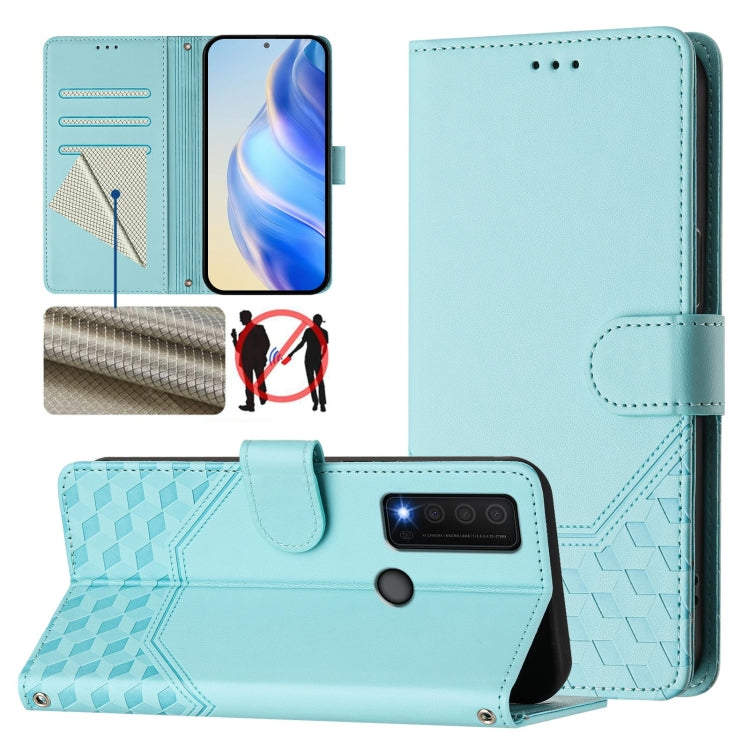 Honeycomb Embossing RFID Leather Phone Case, For TCL 30T, For TCL 30Z, For TCL 30 5G / 4G / 30+, For TCL 30 SE, For TCL 30 XE 5G, For TCL 20R