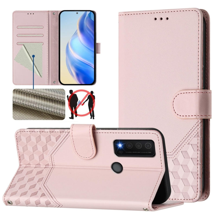 Honeycomb Embossing RFID Leather Phone Case, For TCL 30T, For TCL 30Z, For TCL 30 5G / 4G / 30+, For TCL 30 SE, For TCL 30 XE 5G, For TCL 20R