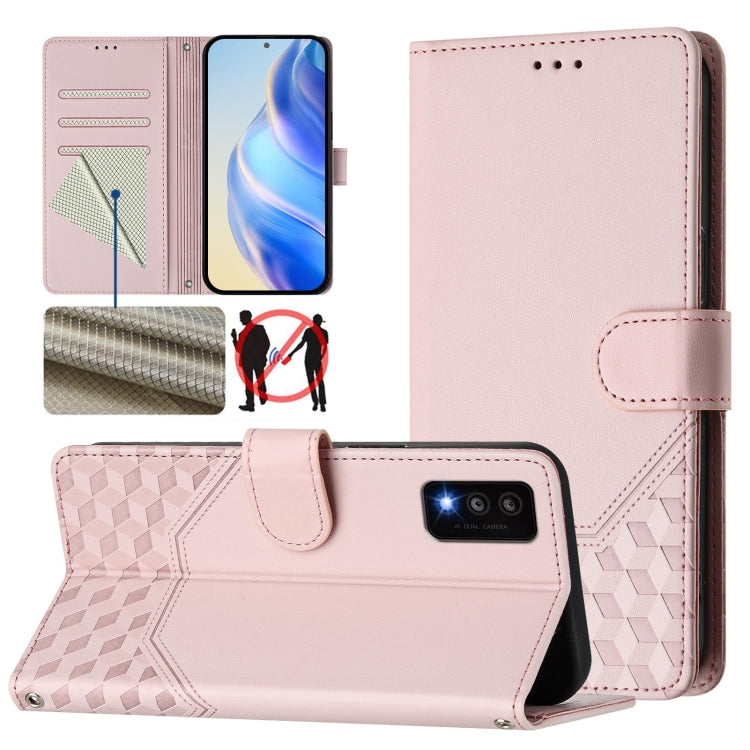 Honeycomb Embossing RFID Leather Phone Case, For TCL 30T, For TCL 30Z, For TCL 30 5G / 4G / 30+, For TCL 30 SE, For TCL 30 XE 5G, For TCL 20R