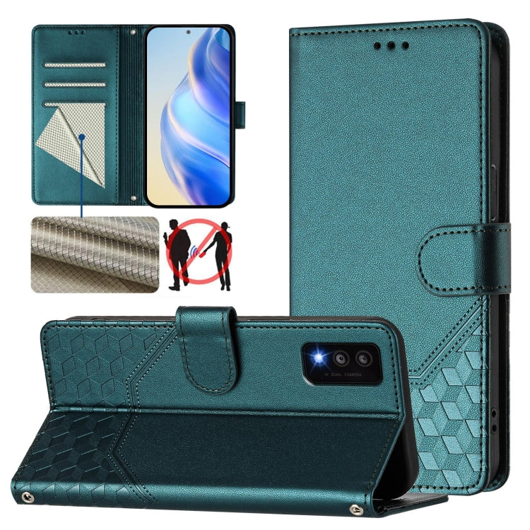 Honeycomb Embossing RFID Leather Phone Case, For TCL 30T, For TCL 30Z, For TCL 30 5G / 4G / 30+, For TCL 30 SE, For TCL 30 XE 5G, For TCL 20R