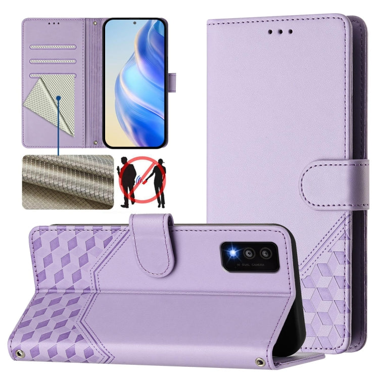 Honeycomb Embossing RFID Leather Phone Case, For TCL 30T, For TCL 30Z, For TCL 30 5G / 4G / 30+, For TCL 30 SE, For TCL 30 XE 5G, For TCL 20R