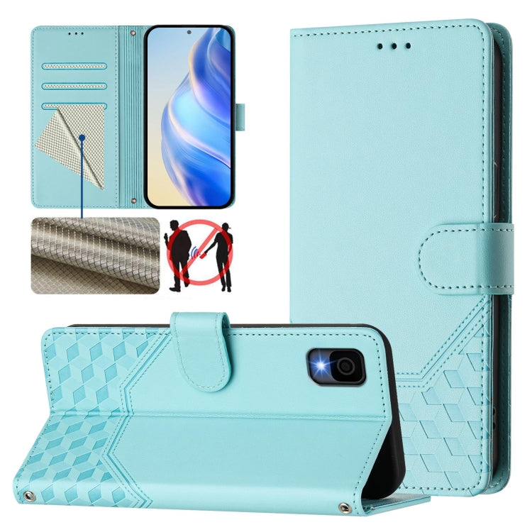 Honeycomb Embossing RFID Leather Phone Case, For TCL 30T, For TCL 30Z, For TCL 30 5G / 4G / 30+, For TCL 30 SE, For TCL 30 XE 5G, For TCL 20R