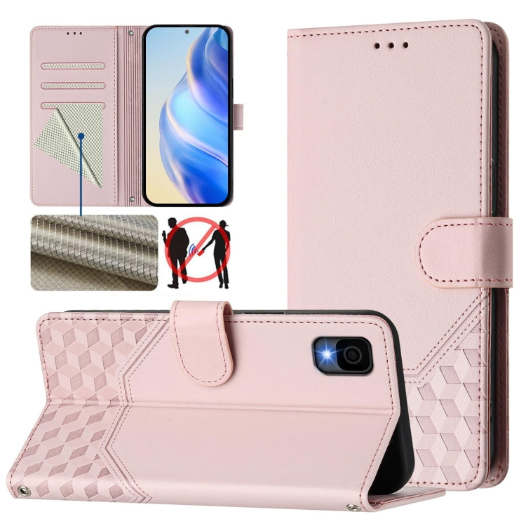 Honeycomb Embossing RFID Leather Phone Case, For TCL 30T, For TCL 30Z, For TCL 30 5G / 4G / 30+, For TCL 30 SE, For TCL 30 XE 5G, For TCL 20R