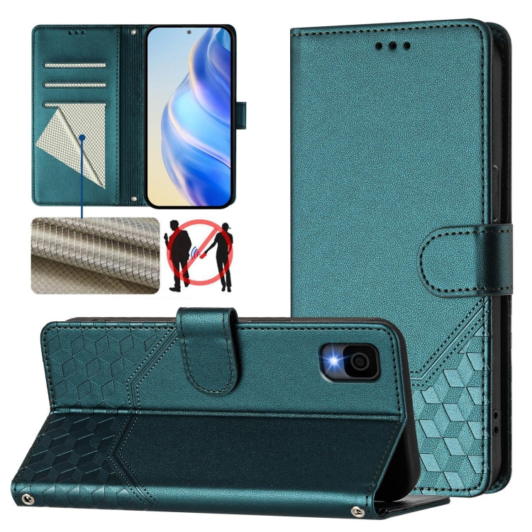 Honeycomb Embossing RFID Leather Phone Case, For TCL 30T, For TCL 30Z, For TCL 30 5G / 4G / 30+, For TCL 30 SE, For TCL 30 XE 5G, For TCL 20R
