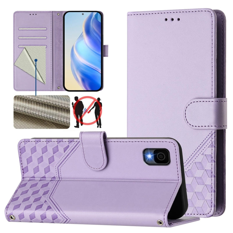 Honeycomb Embossing RFID Leather Phone Case, For TCL 30T, For TCL 30Z, For TCL 30 5G / 4G / 30+, For TCL 30 SE, For TCL 30 XE 5G, For TCL 20R