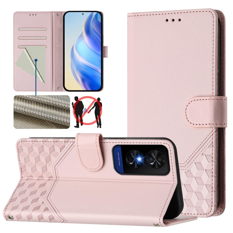 Honeycomb Embossing RFID Leather Phone Case, For TCL 50 XL, For TCL 50 XE, For TCL 50 5G, For TCL 50 SE, For TCL 501, For TCL 505, For TCL 502, For TCL 405 / 406 / 408