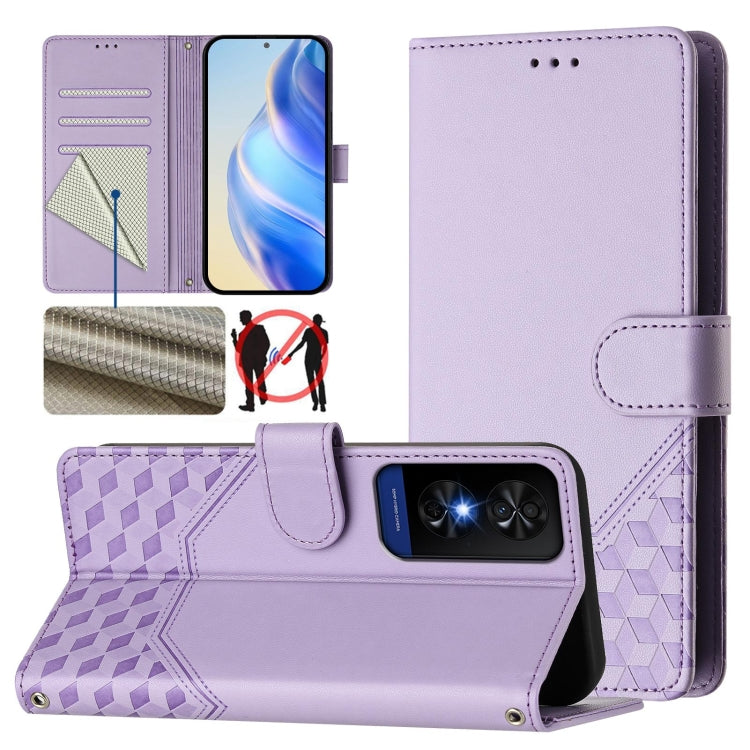Honeycomb Embossing RFID Leather Phone Case, For TCL 50 XL, For TCL 50 XE, For TCL 50 5G, For TCL 50 SE, For TCL 501, For TCL 505, For TCL 502, For TCL 405 / 406 / 408