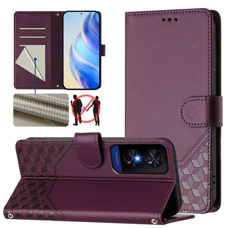 Honeycomb Embossing RFID Leather Phone Case, For TCL 50 XL, For TCL 50 XE, For TCL 50 5G, For TCL 50 SE, For TCL 501, For TCL 505, For TCL 502, For TCL 405 / 406 / 408
