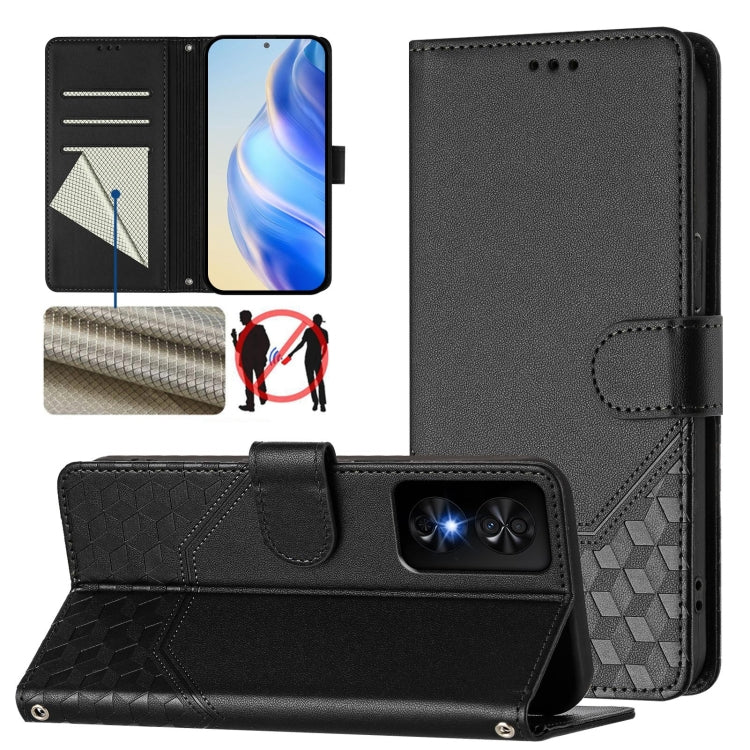 Honeycomb Embossing RFID Leather Phone Case, For TCL 50 XL, For TCL 50 XE, For TCL 50 5G, For TCL 50 SE, For TCL 501, For TCL 505, For TCL 502, For TCL 405 / 406 / 408