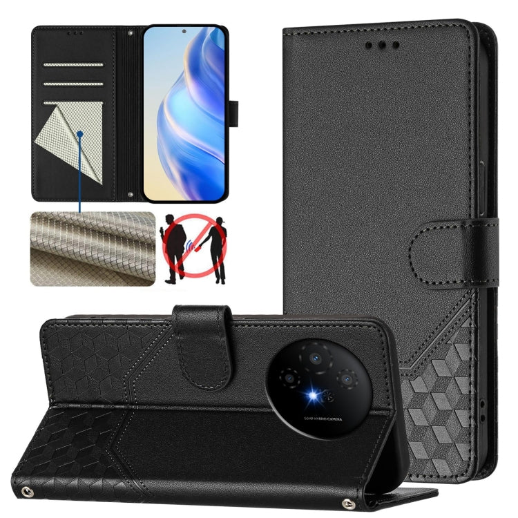Honeycomb Embossing RFID Leather Phone Case, For TCL 50 XL, For TCL 50 XE, For TCL 50 5G, For TCL 50 SE, For TCL 501, For TCL 505, For TCL 502, For TCL 405 / 406 / 408