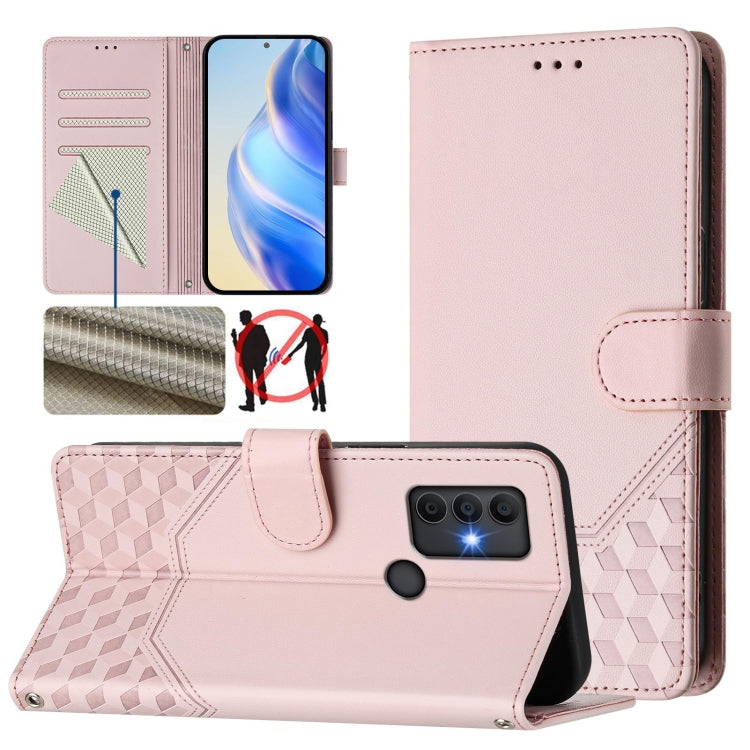 Honeycomb Embossing RFID Leather Phone Case, For TCL 40 XL, For TCL 40 SE, For TCL 403, For TCL 40R, For TCL 30 XL, For TCL 305 / 306, For TCL Stylus 5G, For TCL 303