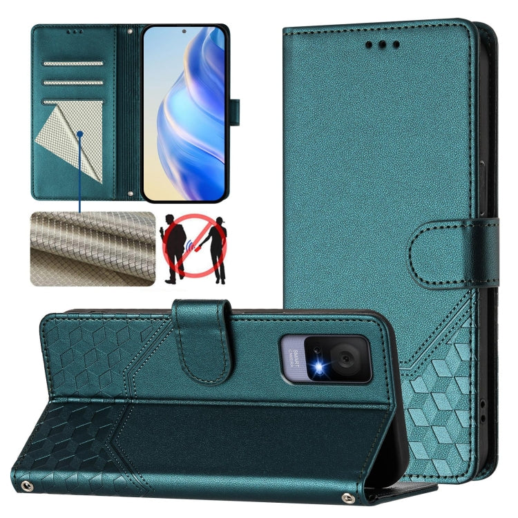 Honeycomb Embossing RFID Leather Phone Case, For TCL 50 XL, For TCL 50 XE, For TCL 50 5G, For TCL 50 SE, For TCL 501, For TCL 505, For TCL 502, For TCL 405 / 406 / 408