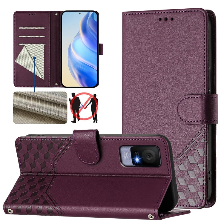 Honeycomb Embossing RFID Leather Phone Case, For TCL 50 XL, For TCL 50 XE, For TCL 50 5G, For TCL 50 SE, For TCL 501, For TCL 505, For TCL 502, For TCL 405 / 406 / 408