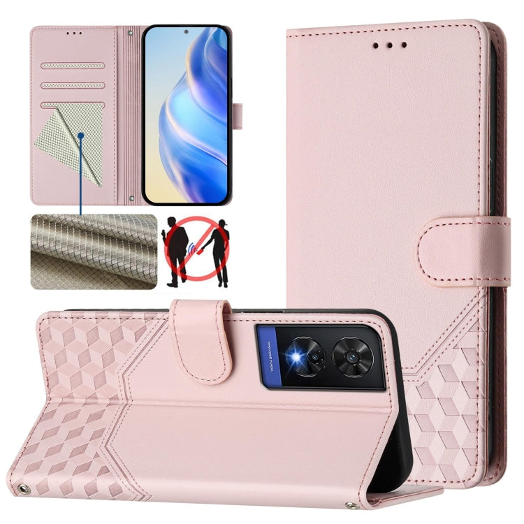 Honeycomb Embossing RFID Leather Phone Case, For TCL 50 XL, For TCL 50 XE, For TCL 50 5G, For TCL 50 SE, For TCL 501, For TCL 505, For TCL 502, For TCL 405 / 406 / 408