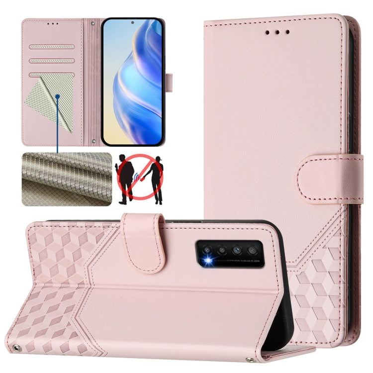 Honeycomb Embossing RFID Leather Phone Case, For TCL 40 XL, For TCL 40 SE, For TCL 403, For TCL 40R, For TCL 30 XL, For TCL 305 / 306, For TCL Stylus 5G, For TCL 303