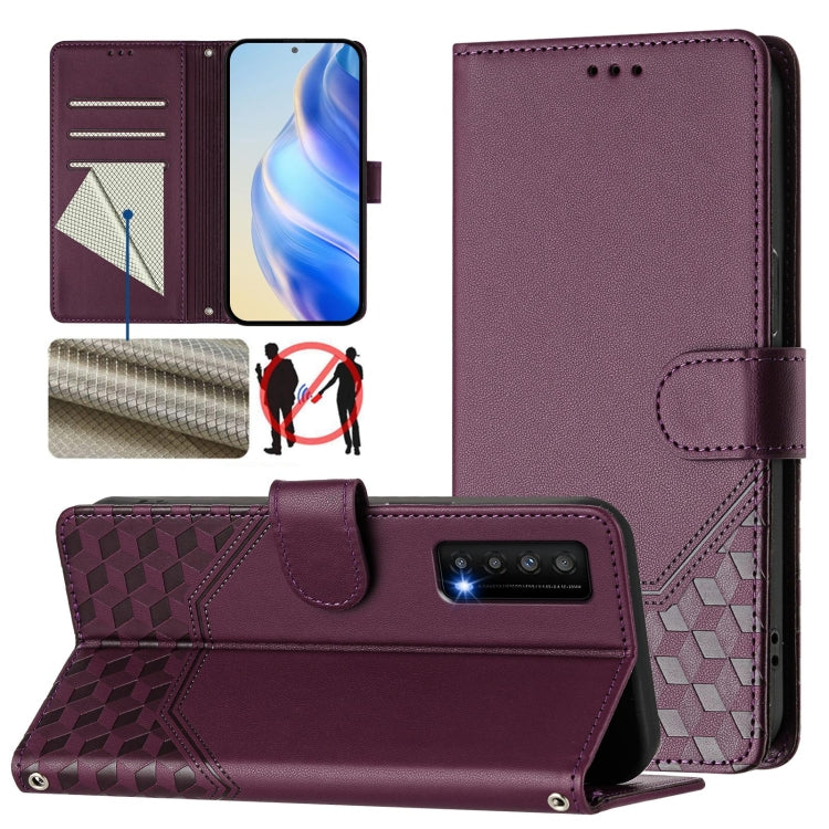 Honeycomb Embossing RFID Leather Phone Case, For TCL 40 XL, For TCL 40 SE, For TCL 403, For TCL 40R, For TCL 30 XL, For TCL 305 / 306, For TCL Stylus 5G, For TCL 303