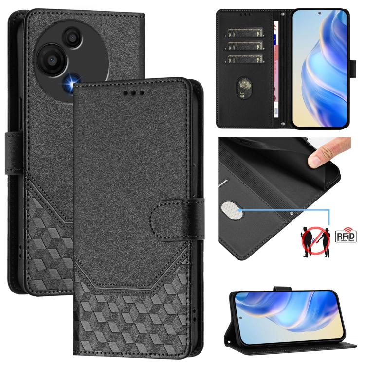 Honeycomb Embossing RFID Leather Phone Case, For TCL K70 Power 4G / K70 4G, For TCL Nxtpaper 70 Pro 5G, For TCL K32 5G / K33 5G, For TCL 60 NxtPaper, For TCL 605 / 60 SE, For TCL 50 Pro NxtPaper, For TCL 50 LE, For TCL 201