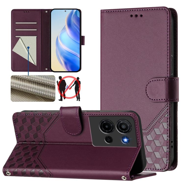 Honeycomb Embossing RFID Leather Phone Case, For TCL K70 Power 4G / K70 4G, For TCL Nxtpaper 70 Pro 5G, For TCL K32 5G / K33 5G, For TCL 60 NxtPaper, For TCL 605 / 60 SE, For TCL 50 Pro NxtPaper, For TCL 50 LE, For TCL 201
