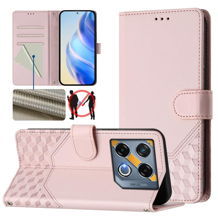 Honeycomb Embossing RFID Leather Phone Case, For Infinix Hot 50i 5G / Smart 9 4G, For Infinix Hot 50 Pro+ 4G, For Infinix Hot 50 4G, For Infinix Hot 50 5G, For Infinix Zero 40 5G / 4G, For Infinix Note 40X 5G, For Infinix Note 40 5G                    ...