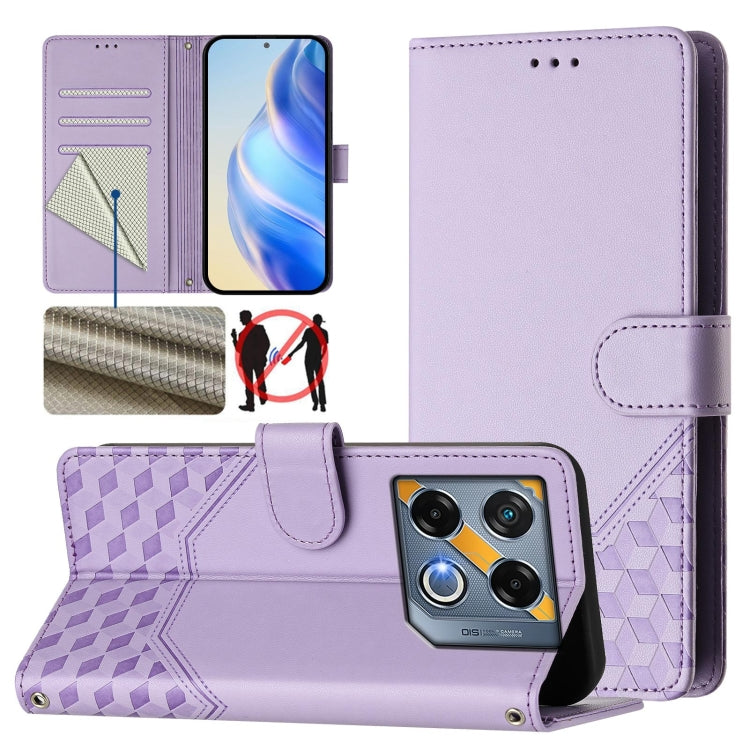 Honeycomb Embossing RFID Leather Phone Case, For Infinix Hot 50i 5G / Smart 9 4G, For Infinix Hot 50 Pro+ 4G, For Infinix Hot 50 4G, For Infinix Hot 50 5G, For Infinix Zero 40 5G / 4G, For Infinix Note 40X 5G, For Infinix Note 40 5G                    ...