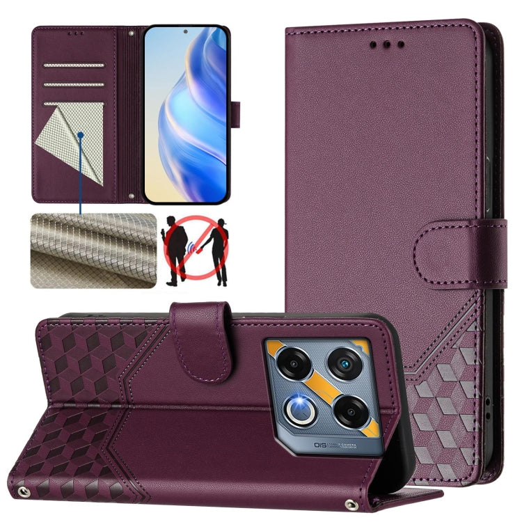 Honeycomb Embossing RFID Leather Phone Case, For Infinix Hot 50i 5G / Smart 9 4G, For Infinix Hot 50 Pro+ 4G, For Infinix Hot 50 4G, For Infinix Hot 50 5G, For Infinix Zero 40 5G / 4G, For Infinix Note 40X 5G, For Infinix Note 40 5G                    ...