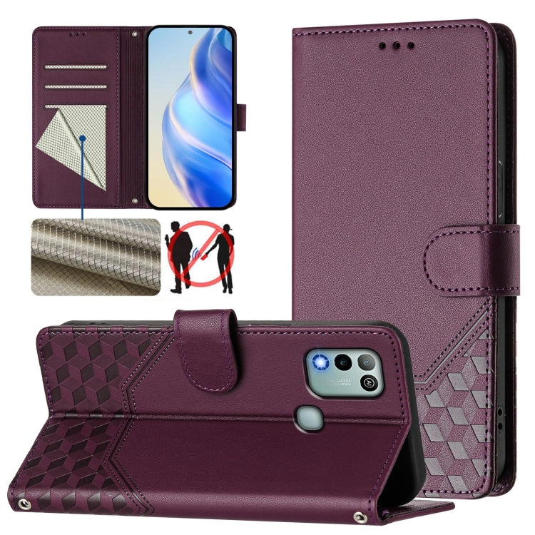 Honeycomb Embossing RFID Leather Phone Case, For Infinix Hot 12 Play, For Infinix Hot 10 Play / Hot 11 Play, For Infinix Hot 10T / Hot 10S, For Infinix Hot 10i