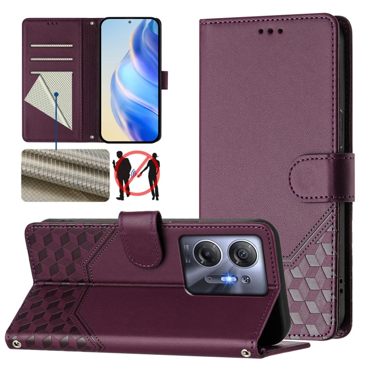 Honeycomb Embossing RFID Leather Phone Case, For Infinix Note 40 Pro 5G / 4G, For Infinix Note 40 Pro+ 5G, For Infinix Hot 40 4G / Hot 40 Pro 4G, For Infinix Note 40 4G, For Infinix Zero 30 4G, For Infinix Zero 30 5G, For Infinix Hot 30 5G             ...