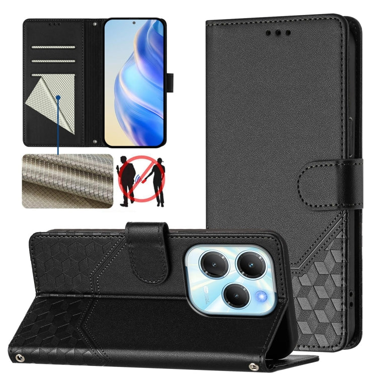 Honeycomb Embossing RFID Leather Phone Case, For Infinix Note 40 Pro 5G / 4G, For Infinix Note 40 Pro+ 5G, For Infinix Hot 40 4G / Hot 40 Pro 4G, For Infinix Note 40 4G, For Infinix Zero 30 4G, For Infinix Zero 30 5G, For Infinix Hot 30 5G             ...