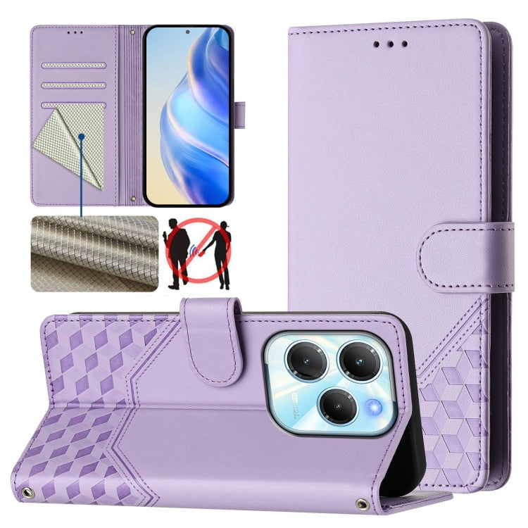 Honeycomb Embossing RFID Leather Phone Case, For Infinix Note 40 Pro 5G / 4G, For Infinix Note 40 Pro+ 5G, For Infinix Hot 40 4G / Hot 40 Pro 4G, For Infinix Note 40 4G, For Infinix Zero 30 4G, For Infinix Zero 30 5G, For Infinix Hot 30 5G             ...