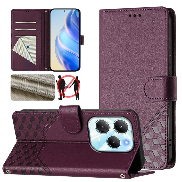 Honeycomb Embossing RFID Leather Phone Case, For Infinix Note 40 Pro 5G / 4G, For Infinix Note 40 Pro+ 5G, For Infinix Hot 40 4G / Hot 40 Pro 4G, For Infinix Note 40 4G, For Infinix Zero 30 4G, For Infinix Zero 30 5G, For Infinix Hot 30 5G             ...