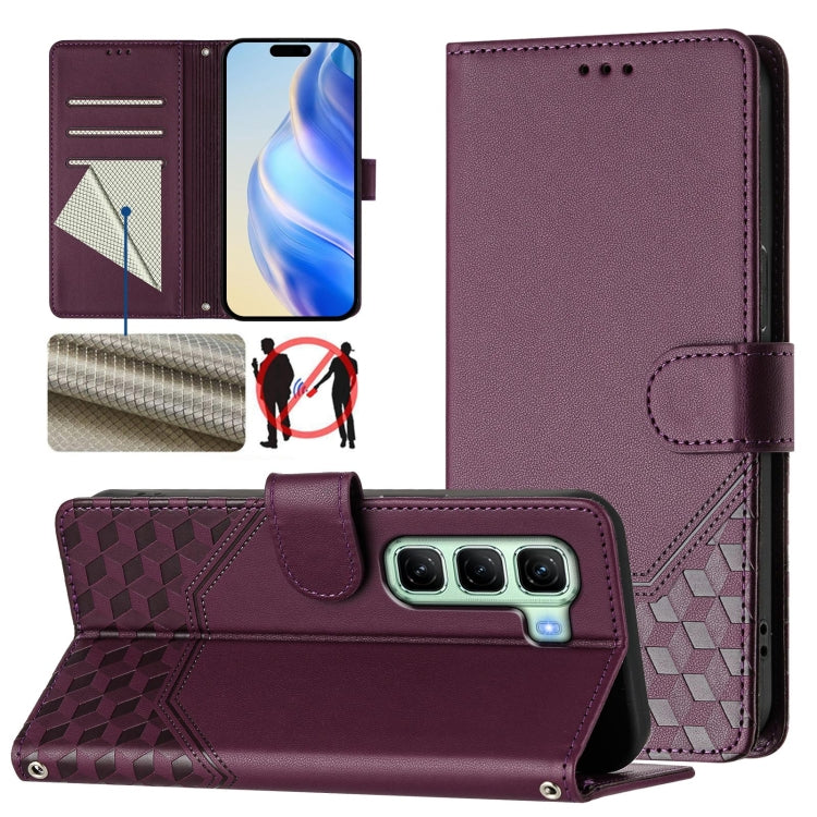 Honeycomb Embossing RFID Leather Phone Case, For Infinix Hot 50i 5G / Smart 9 4G, For Infinix Hot 50 Pro+ 4G, For Infinix Hot 50 4G, For Infinix Hot 50 5G, For Infinix Zero 40 5G / 4G, For Infinix Note 40X 5G, For Infinix Note 40 5G                    ...