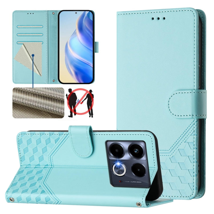 Honeycomb Embossing RFID Leather Phone Case, For Infinix Note 40 Pro 5G / 4G, For Infinix Note 40 Pro+ 5G, For Infinix Hot 40 4G / Hot 40 Pro 4G, For Infinix Note 40 4G, For Infinix Zero 30 4G, For Infinix Zero 30 5G, For Infinix Hot 30 5G             ...
