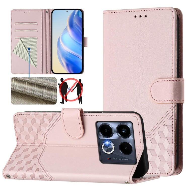 Honeycomb Embossing RFID Leather Phone Case, For Infinix Note 40 Pro 5G / 4G, For Infinix Note 40 Pro+ 5G, For Infinix Hot 40 4G / Hot 40 Pro 4G, For Infinix Note 40 4G, For Infinix Zero 30 4G, For Infinix Zero 30 5G, For Infinix Hot 30 5G             ...