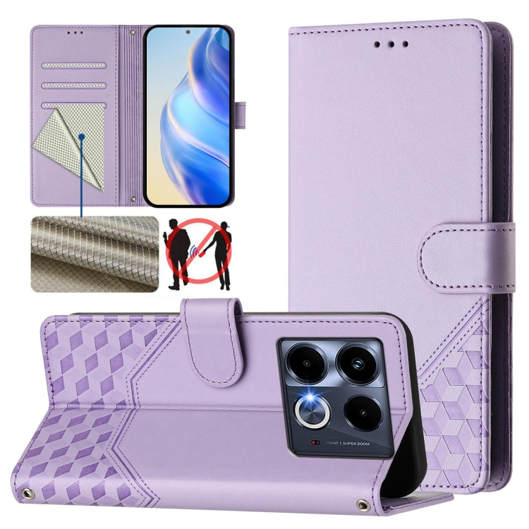 Honeycomb Embossing RFID Leather Phone Case, For Infinix Note 40 Pro 5G / 4G, For Infinix Note 40 Pro+ 5G, For Infinix Hot 40 4G / Hot 40 Pro 4G, For Infinix Note 40 4G, For Infinix Zero 30 4G, For Infinix Zero 30 5G, For Infinix Hot 30 5G             ...