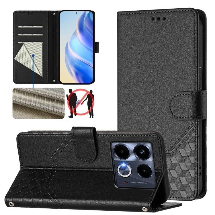 Honeycomb Embossing RFID Leather Phone Case, For Infinix Hot 50i 5G / Smart 9 4G, For Infinix Hot 50 Pro+ 4G, For Infinix Hot 50 4G, For Infinix Hot 50 5G, For Infinix Zero 40 5G / 4G, For Infinix Note 40X 5G, For Infinix Note 40 5G                    ...