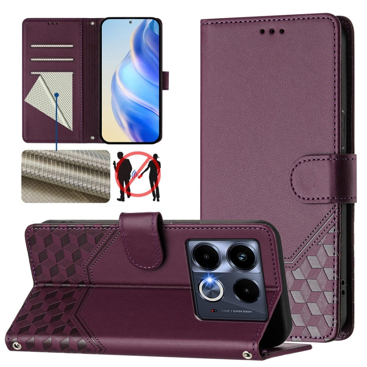 Honeycomb Embossing RFID Leather Phone Case, For Infinix Hot 50i 5G / Smart 9 4G, For Infinix Hot 50 Pro+ 4G, For Infinix Hot 50 4G, For Infinix Hot 50 5G, For Infinix Zero 40 5G / 4G, For Infinix Note 40X 5G, For Infinix Note 40 5G                    ...