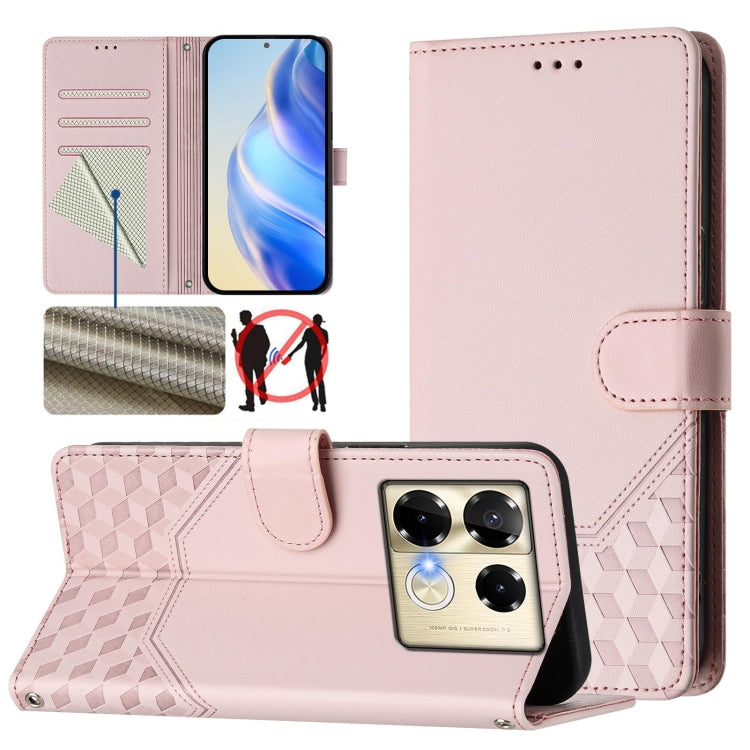 Honeycomb Embossing RFID Leather Phone Case, For Infinix Note 40 Pro 5G / 4G, For Infinix Note 40 Pro+ 5G, For Infinix Hot 40 4G / Hot 40 Pro 4G, For Infinix Note 40 4G, For Infinix Zero 30 4G, For Infinix Zero 30 5G, For Infinix Hot 30 5G             ...