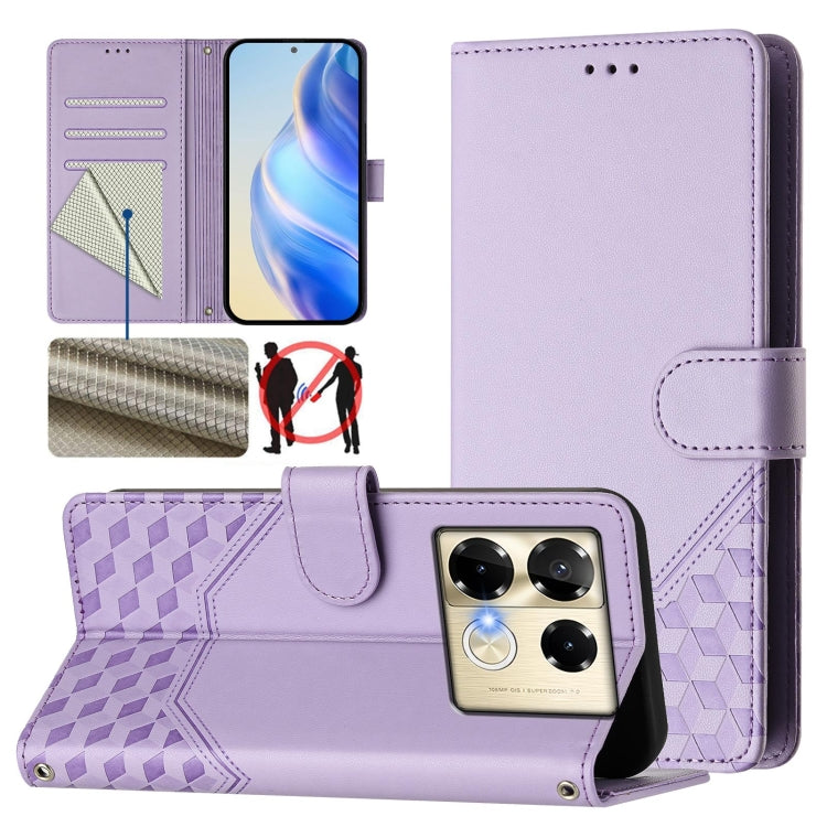 Honeycomb Embossing RFID Leather Phone Case, For Infinix Note 40 Pro 5G / 4G, For Infinix Note 40 Pro+ 5G, For Infinix Hot 40 4G / Hot 40 Pro 4G, For Infinix Note 40 4G, For Infinix Zero 30 4G, For Infinix Zero 30 5G, For Infinix Hot 30 5G             ...