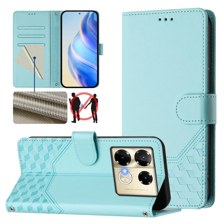 Honeycomb Embossing RFID Leather Phone Case, For Infinix Note 40 Pro 5G / 4G, For Infinix Note 40 Pro+ 5G, For Infinix Hot 40 4G / Hot 40 Pro 4G, For Infinix Note 40 4G, For Infinix Zero 30 4G, For Infinix Zero 30 5G, For Infinix Hot 30 5G             ...