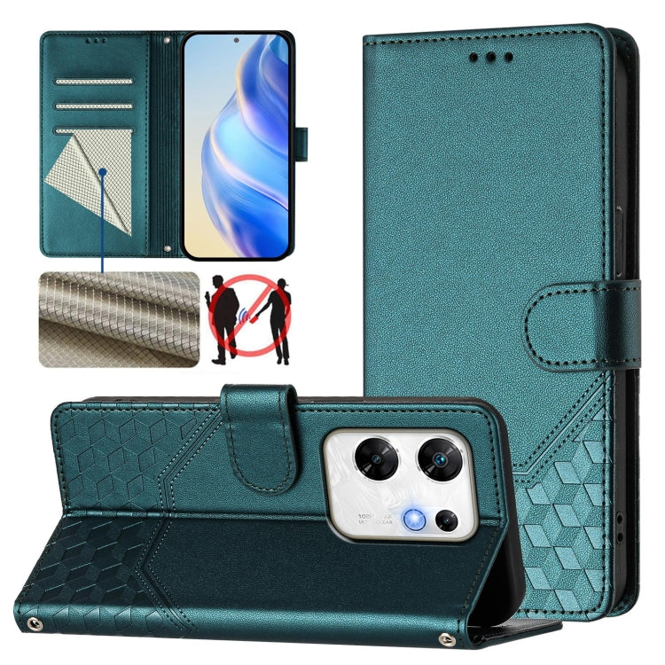Honeycomb Embossing RFID Leather Phone Case, For Infinix Note 40 Pro 5G / 4G, For Infinix Note 40 Pro+ 5G, For Infinix Hot 40 4G / Hot 40 Pro 4G, For Infinix Note 40 4G, For Infinix Zero 30 4G, For Infinix Zero 30 5G, For Infinix Hot 30 5G             ...