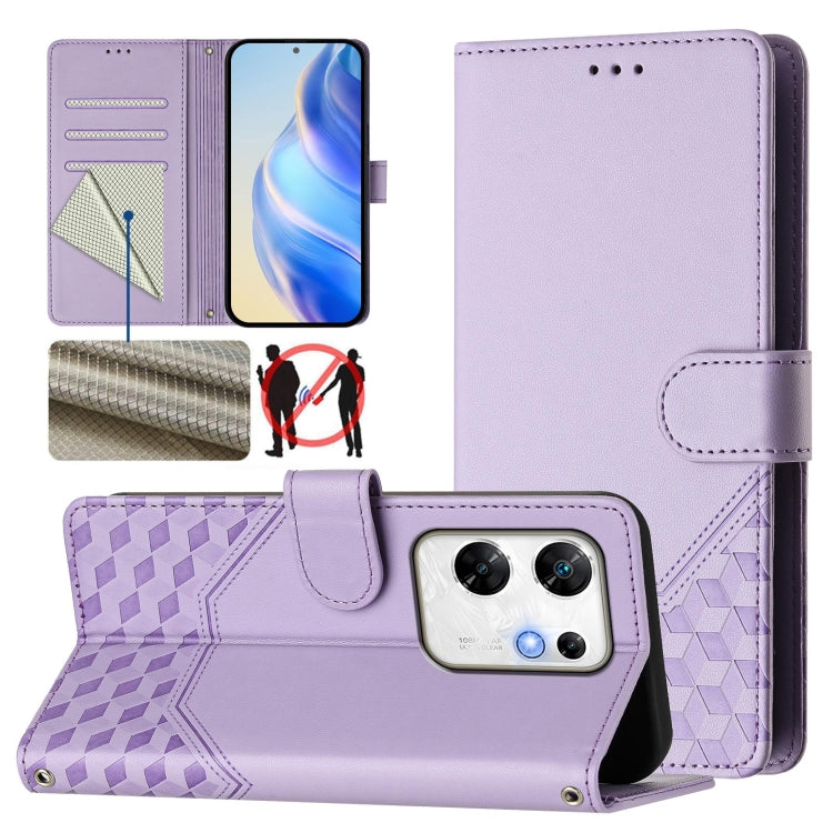 Honeycomb Embossing RFID Leather Phone Case, For Infinix Note 40 Pro 5G / 4G, For Infinix Note 40 Pro+ 5G, For Infinix Hot 40 4G / Hot 40 Pro 4G, For Infinix Note 40 4G, For Infinix Zero 30 4G, For Infinix Zero 30 5G, For Infinix Hot 30 5G             ...