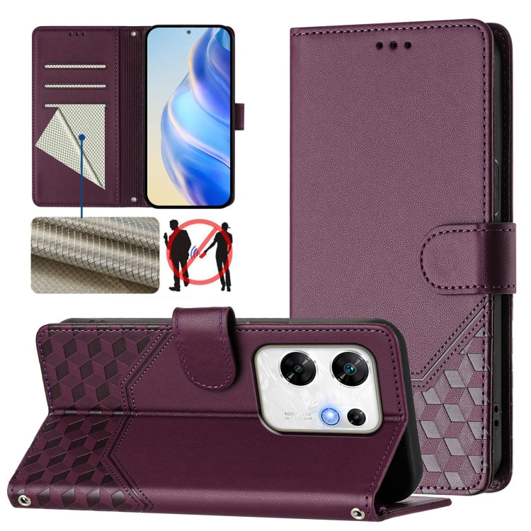 Honeycomb Embossing RFID Leather Phone Case, For Infinix Note 40 Pro 5G / 4G, For Infinix Note 40 Pro+ 5G, For Infinix Hot 40 4G / Hot 40 Pro 4G, For Infinix Note 40 4G, For Infinix Zero 30 4G, For Infinix Zero 30 5G, For Infinix Hot 30 5G             ...