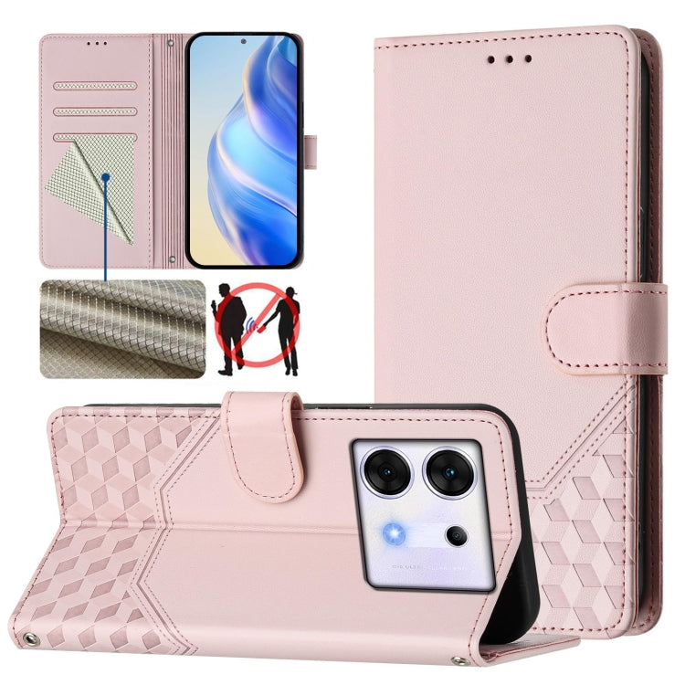 Honeycomb Embossing RFID Leather Phone Case, For Infinix Note 40 Pro 5G / 4G, For Infinix Note 40 Pro+ 5G, For Infinix Hot 40 4G / Hot 40 Pro 4G, For Infinix Note 40 4G, For Infinix Zero 30 4G, For Infinix Zero 30 5G, For Infinix Hot 30 5G             ...