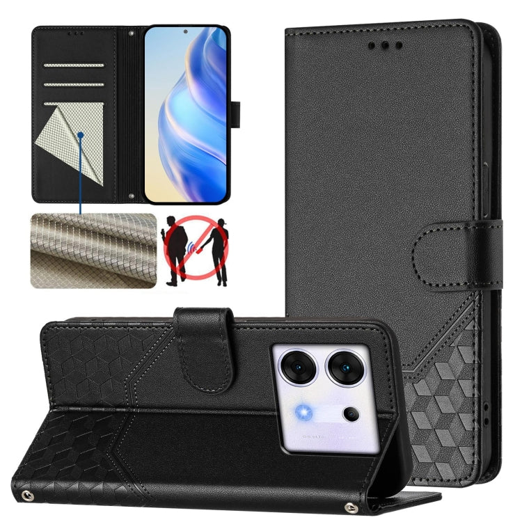 Honeycomb Embossing RFID Leather Phone Case, For Infinix Note 40 Pro 5G / 4G, For Infinix Note 40 Pro+ 5G, For Infinix Hot 40 4G / Hot 40 Pro 4G, For Infinix Note 40 4G, For Infinix Zero 30 4G, For Infinix Zero 30 5G, For Infinix Hot 30 5G             ...