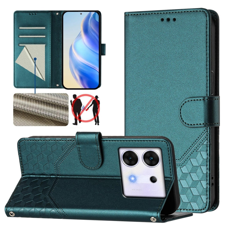 Honeycomb Embossing RFID Leather Phone Case, For Infinix Note 40 Pro 5G / 4G, For Infinix Note 40 Pro+ 5G, For Infinix Hot 40 4G / Hot 40 Pro 4G, For Infinix Note 40 4G, For Infinix Zero 30 4G, For Infinix Zero 30 5G, For Infinix Hot 30 5G             ...