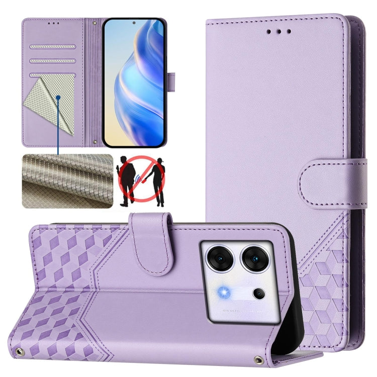 Honeycomb Embossing RFID Leather Phone Case, For Infinix Note 40 Pro 5G / 4G, For Infinix Note 40 Pro+ 5G, For Infinix Hot 40 4G / Hot 40 Pro 4G, For Infinix Note 40 4G, For Infinix Zero 30 4G, For Infinix Zero 30 5G, For Infinix Hot 30 5G             ...