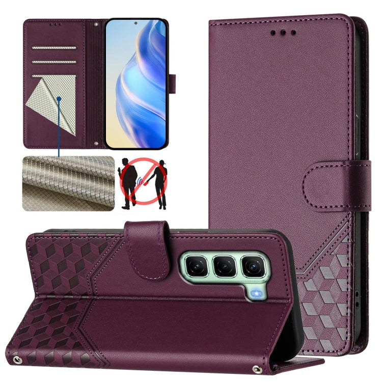 Honeycomb Embossing RFID Leather Phone Case, For Infinix Hot 50i 5G / Smart 9 4G, For Infinix Hot 50 Pro+ 4G, For Infinix Hot 50 4G, For Infinix Hot 50 5G, For Infinix Zero 40 5G / 4G, For Infinix Note 40X 5G, For Infinix Note 40 5G                    ...