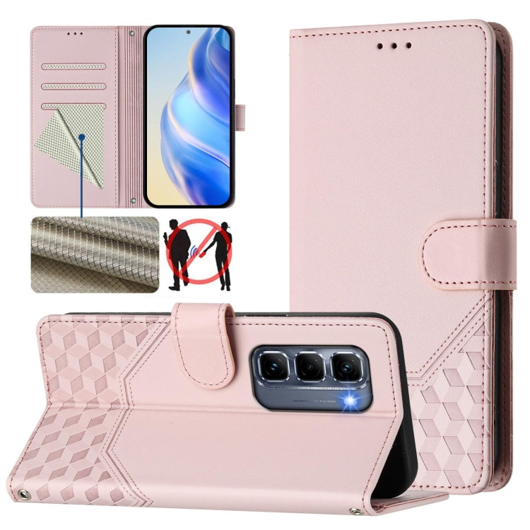 Honeycomb Embossing RFID Leather Phone Case, For Infinix Hot 50i 5G / Smart 9 4G, For Infinix Hot 50 Pro+ 4G, For Infinix Hot 50 4G, For Infinix Hot 50 5G, For Infinix Zero 40 5G / 4G, For Infinix Note 40X 5G, For Infinix Note 40 5G                    ...