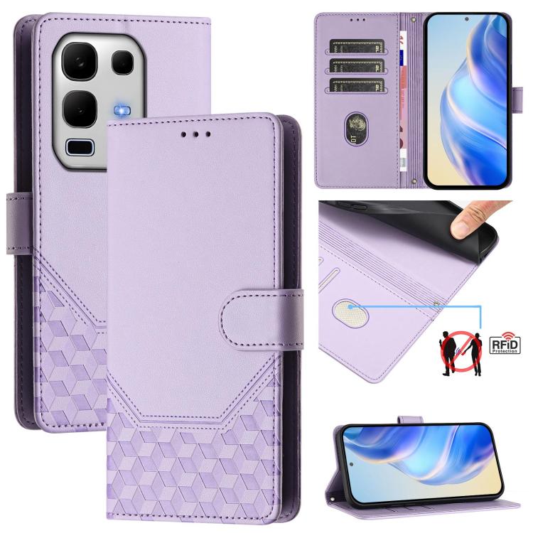 Honeycomb Embossing RFID Leather Phone Case, For Infinix GT 50 Pro 5G, For Infinix Note Edge 5G Global, For Infinix Smart 20 4G / X6840, For Infinix Note 60 5G / Note 60 Pro 5G, For Infinix Hot 60i 5G / Tecno Spark Go 5G, For Infinix Smart 10 Plus     ...