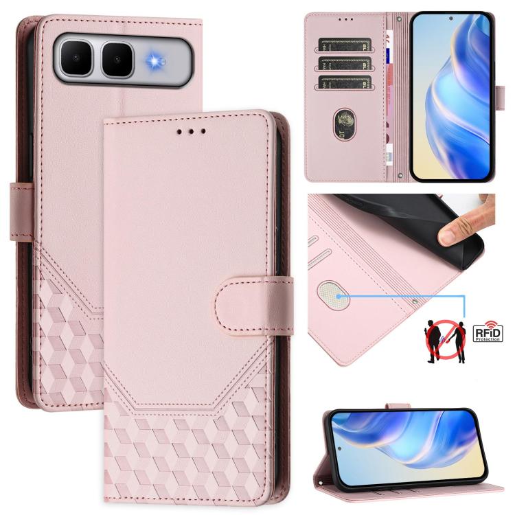 Honeycomb Embossing RFID Leather Phone Case, For Infinix GT 50 Pro 5G, For Infinix Note Edge 5G Global, For Infinix Smart 20 4G / X6840, For Infinix Note 60 5G / Note 60 Pro 5G, For Infinix Hot 60i 5G / Tecno Spark Go 5G, For Infinix Smart 10 Plus     ...